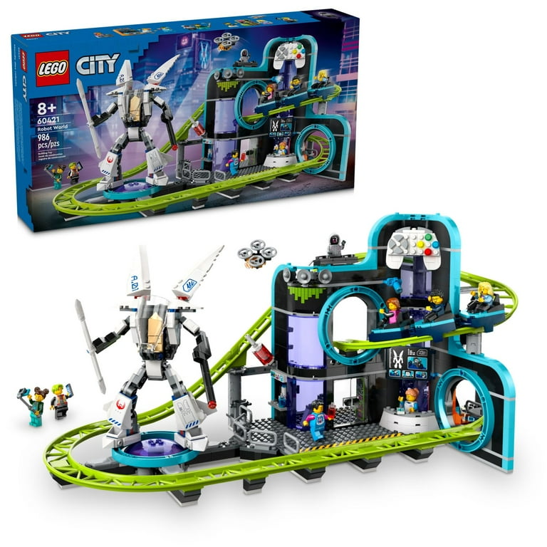 LEGO City Robot World Roller Coaster Park Set Building Toy with 8 Minifigures Creative Gift for Kids 60421