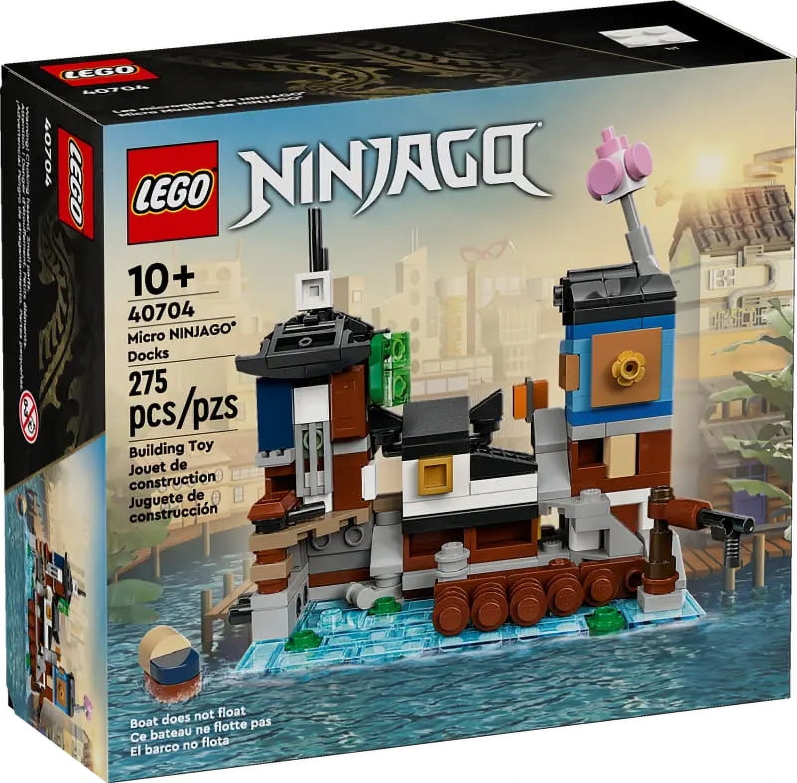 LEGO NINJAGO 40704 Micro Docks Building Set Miniature Version of NINJAGO City Docks with Market Tearoom Arcade and Apartments 275 pcs
