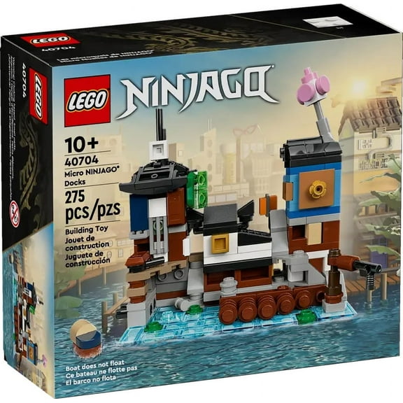 LEGO NINJAGO 40704 Micro Docks Building Set: Miniature Version of NINJAGO City Docks with Market, Tearoom, Arcade, and Apartments (275 pcs)