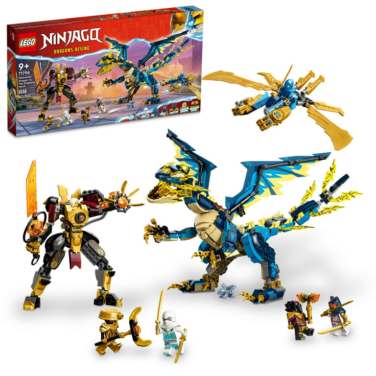LEGO NINJAGO Elemental Dragon vs. The Empress Mech 71796 Building Toy Set, Features a Dragon, Mech, Ninja Flyer 6 Minifigures, for Boys and Girls Ages 9+ Who Love Ninja Walmart.com