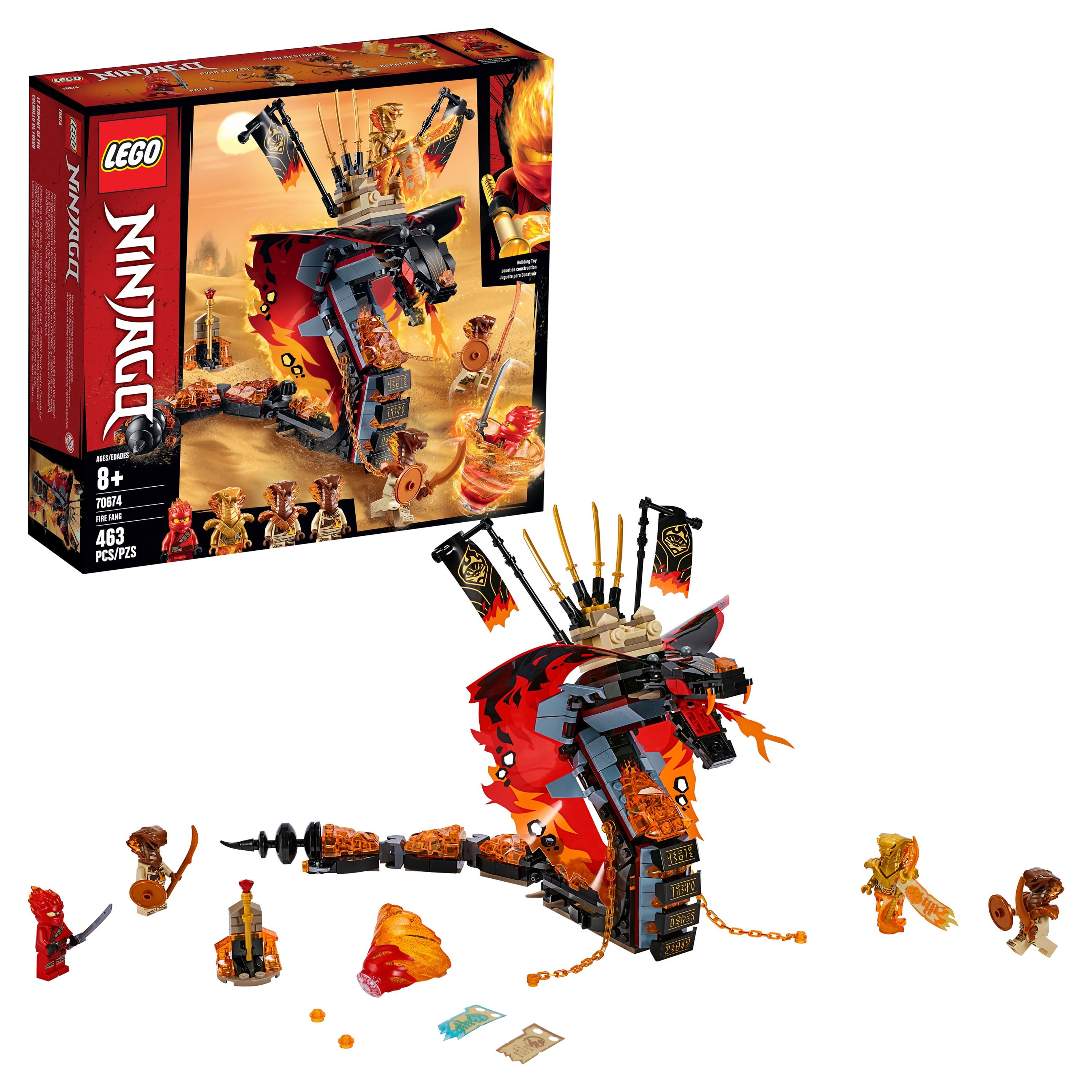 LEGO NINJAGO Fire Fang 70674 Snake Action Building Toy for Kids with Ninja Minifigures (463 pieces) - image 1 of 6