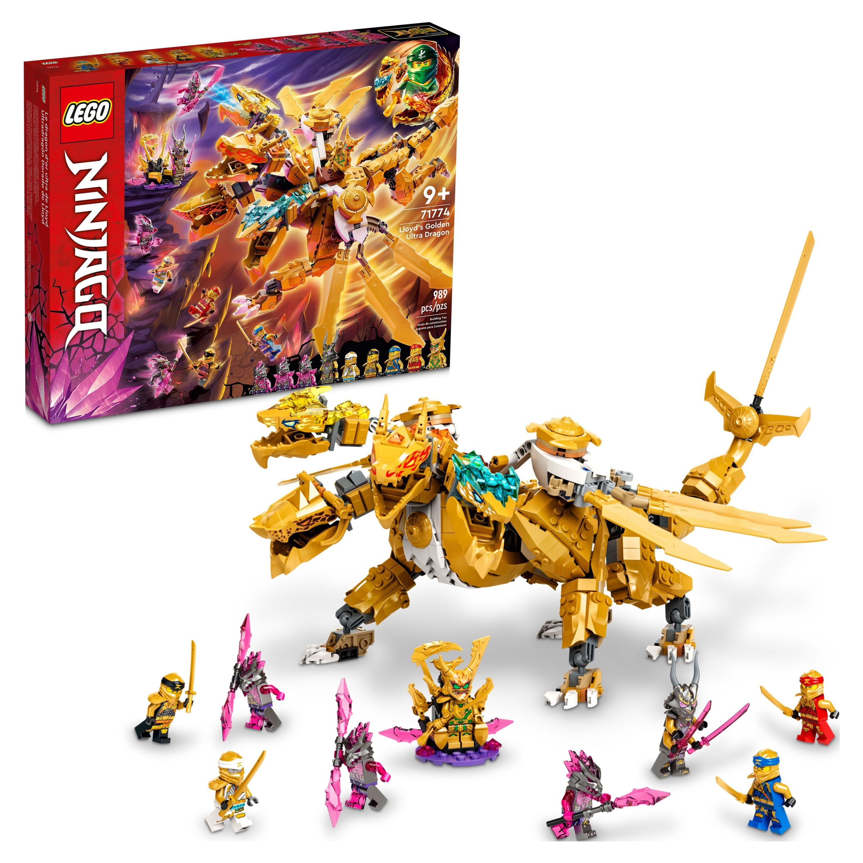 LEGO NINJAGO Lloyd's Golden Ultra Dragon Toy for Kids, 71774 Large 4 Headed  Action Figure with Blade Wings plus 9 Minifigures 