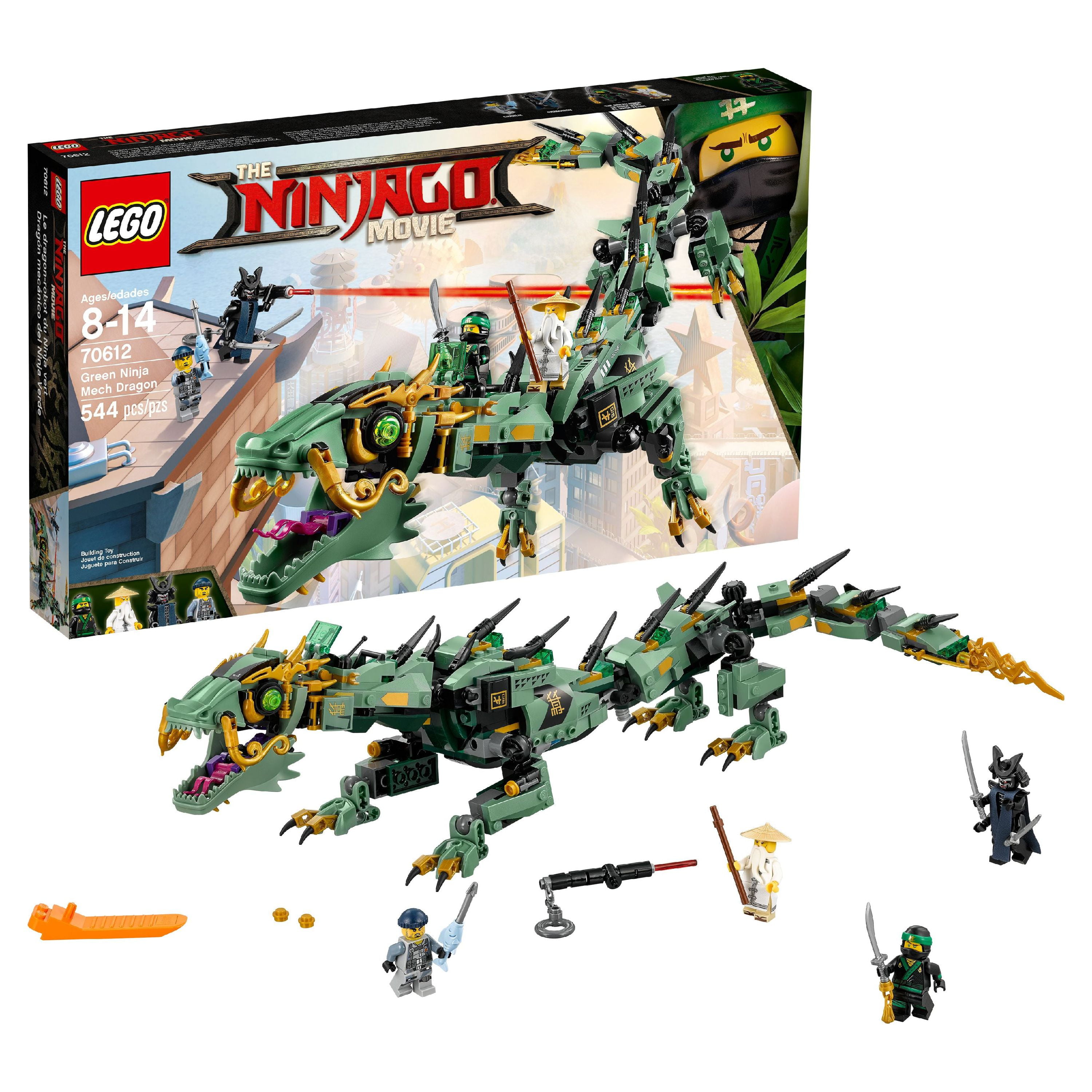 LEGO NINJAGO Movie Green Ninja Mech Dragon 70612 Ninja Toy with Dragon  Figurine Building Kit (544 Pieces) (Discontinued by Manufacturer)