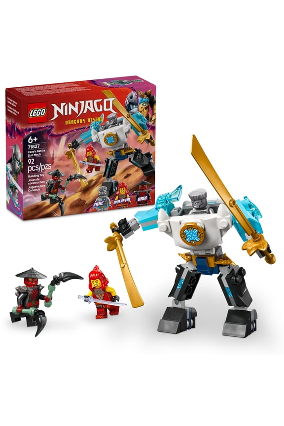 NINJAGO Zane's Battle Suit Mech Ninja Toy - Building Toy for Pretend Play for Kids, Boys and Girls, Ages 6+ - with 3 Minifigures - Gift Idea for Birthdays - 71827