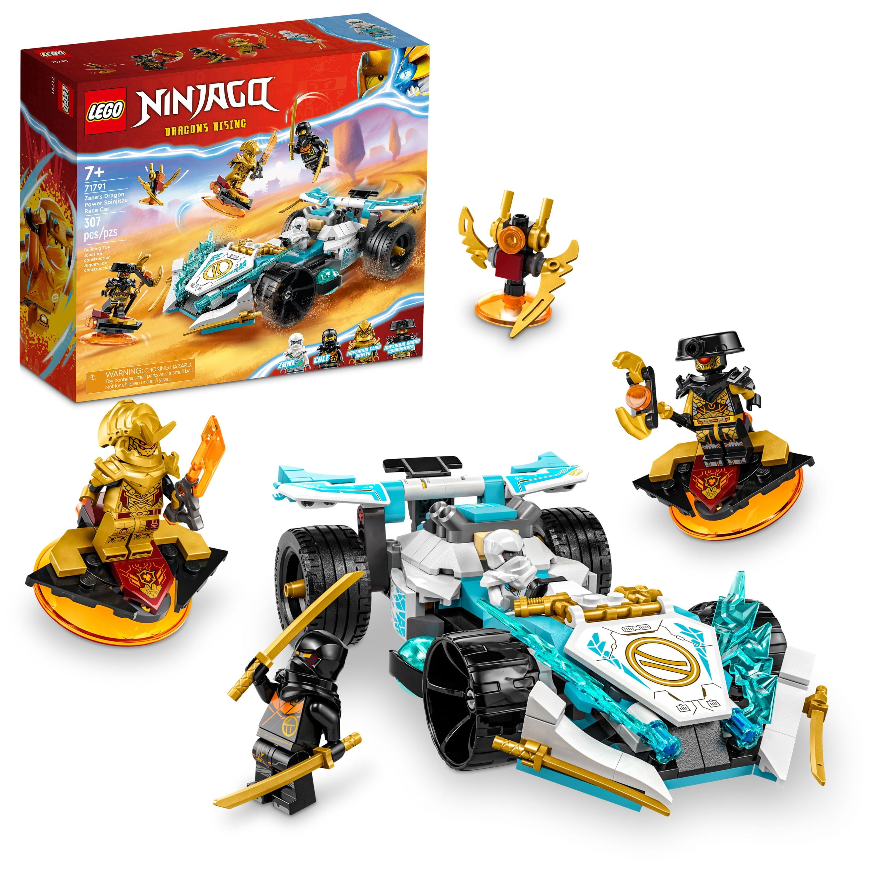 LEGO NINJAGO Zane's Dragon Power Race Car 71791 Building Toy Set, Features a Ninja Car, 2 Hover Dragon Toy, and 4 Minifigures, Gift for Kids Aged 7+ - Walmart.com