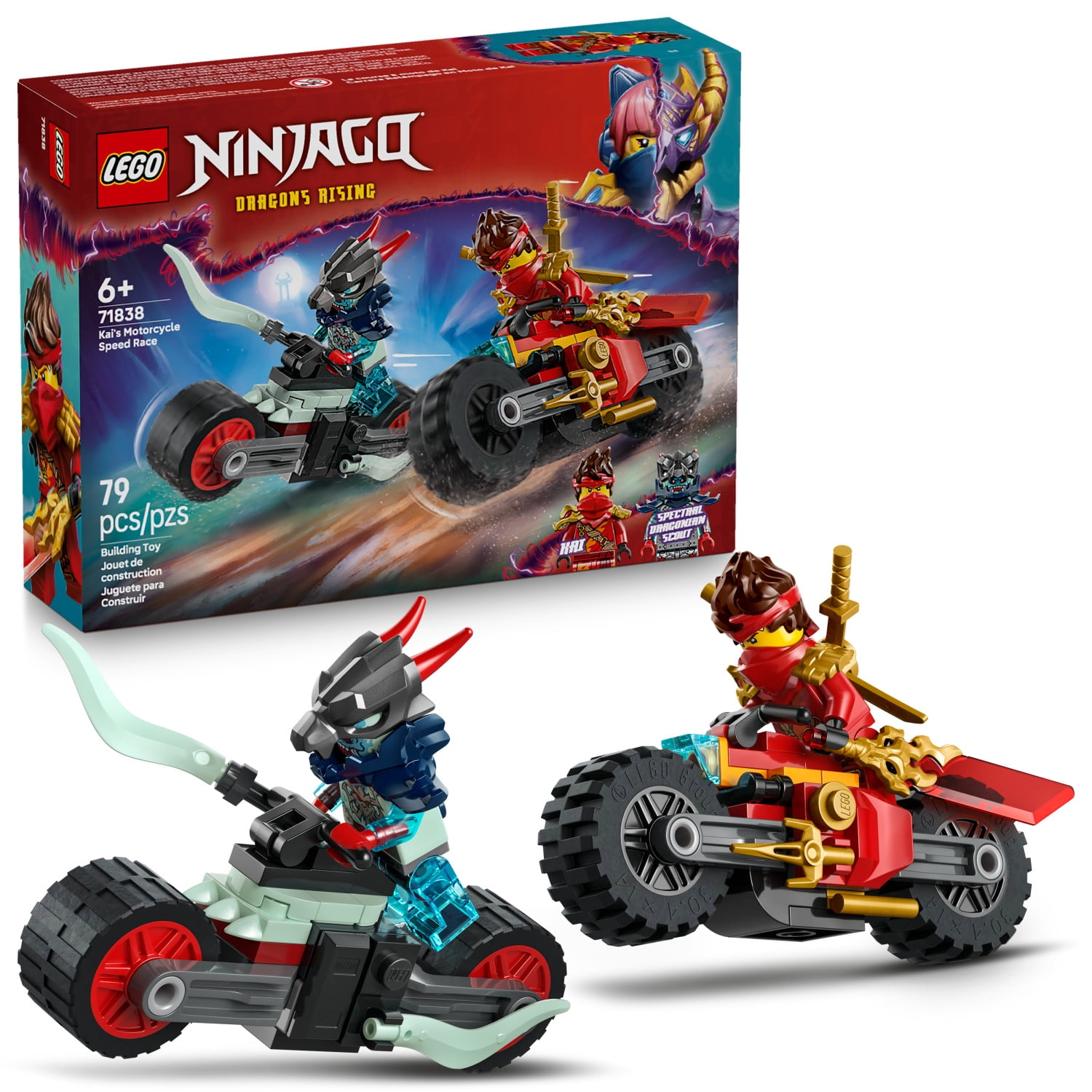 雅 VICTORYROAD TOTHE KINGOF NEOVISUAL R LEGO NINJAGO Kai's Motorcycle Speed Race Building Toy for