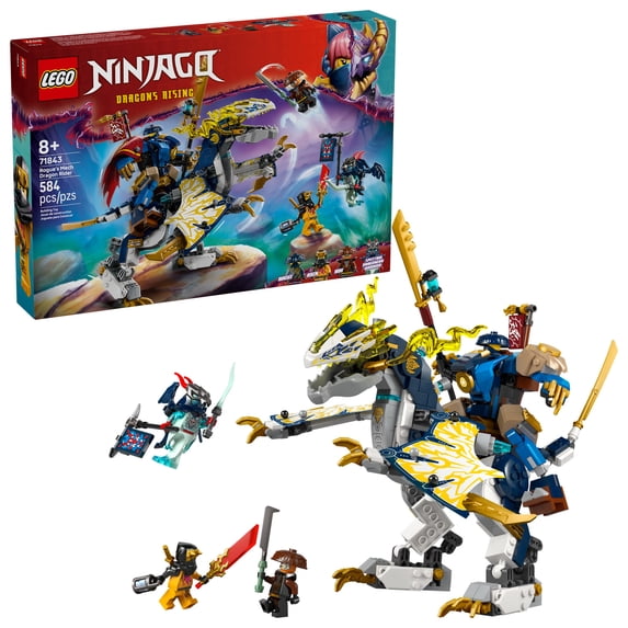LEGO NINJAGO Rogue’s Mech Dragon Rider Building Toy - Dragons Rising Play Set & 4 Ninja Toy Minifigures for Boys & Girls, Ages 8+ - 2 Ways to Build & Play - Gift Idea for Birthdays - 71843