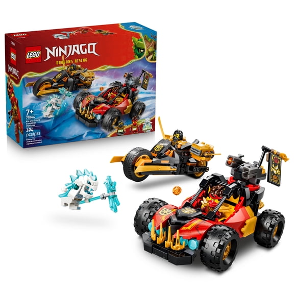 LEGO NINJAGO Kai and Cole's Combiner Vehicles - Building Toy for Boys & Girls, Ages 7+ - Transforming Toy Car & Motorcycle with 3 Minifigures - Gift for Birthdays - 71864