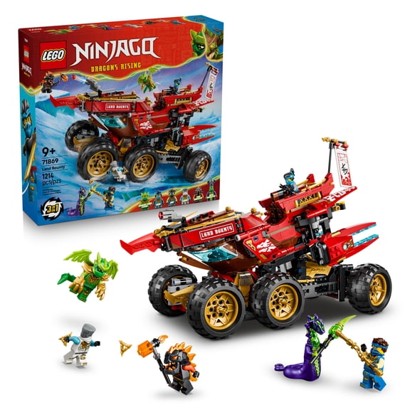 LEGO NINJAGO Land Bounty - Building Toy for Boys & Girls, Ages 9+ - Off-Road Buggy, Ship & Motorcycle Toy - Includes 6 Minifigures - Gift for Birthdays - 71869