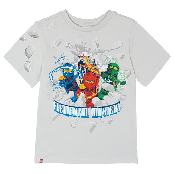 LEGO Ninjago Big Boys' Short Sleeve T-Shirt Grey Elemental Ninjas