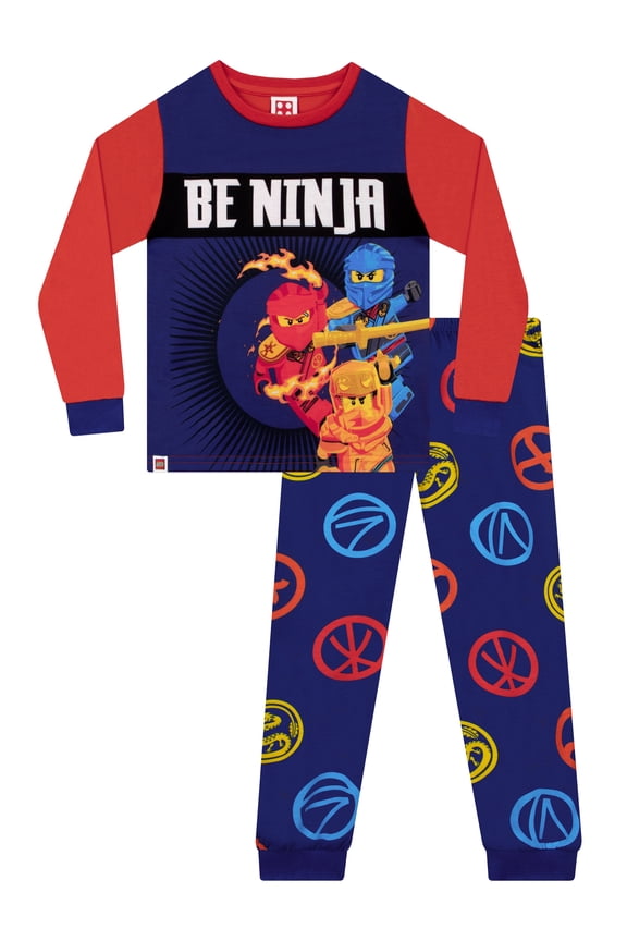 Ninjago Boys Long Pajamas Blue Size 6-14