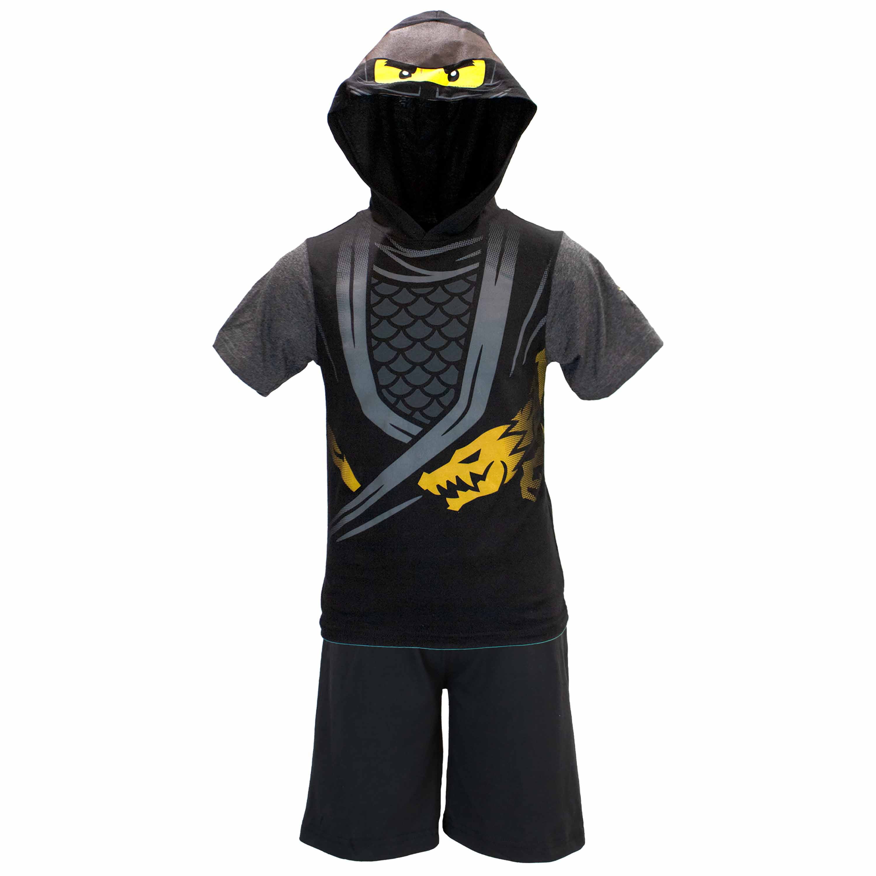 LEGO Ninjago Boys Ninjago Set with Green Shorts and Matching Lloyd cosplay  Hooded T-Shirt, Size 10/12