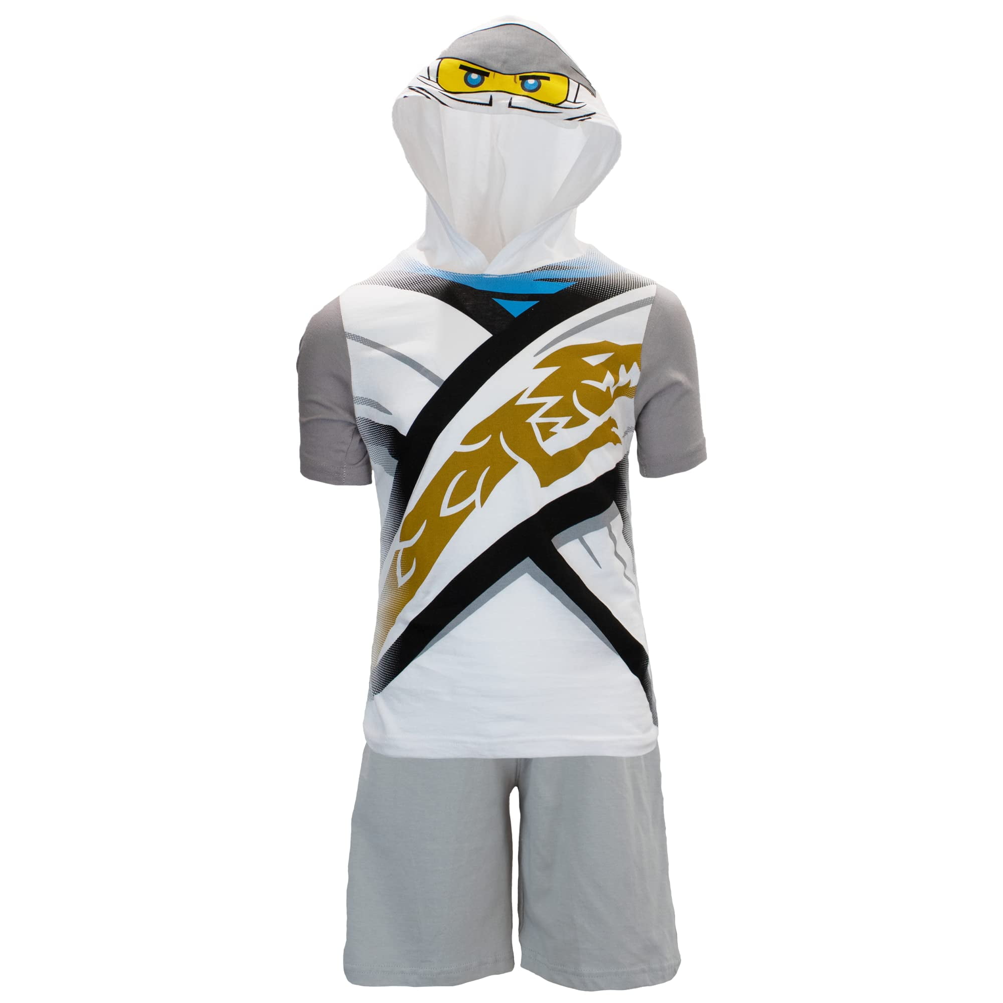 LEGO Ninjago Boys Ninjago cosplay Short and Matching cosplay Hooded T-Shirt  (White,Sizes 4-16) 