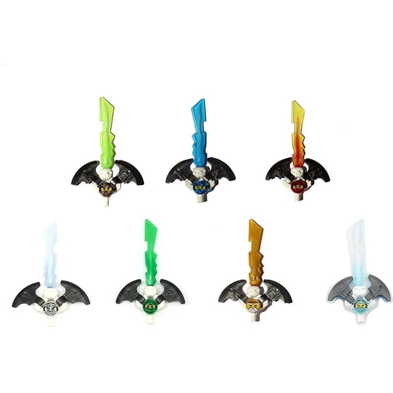 LEGO Ninjago: Complete Lot of 7 Djinn Swords for Figures - Wu, Cole, Nya, Jay, Kai, Lloyd & Zane