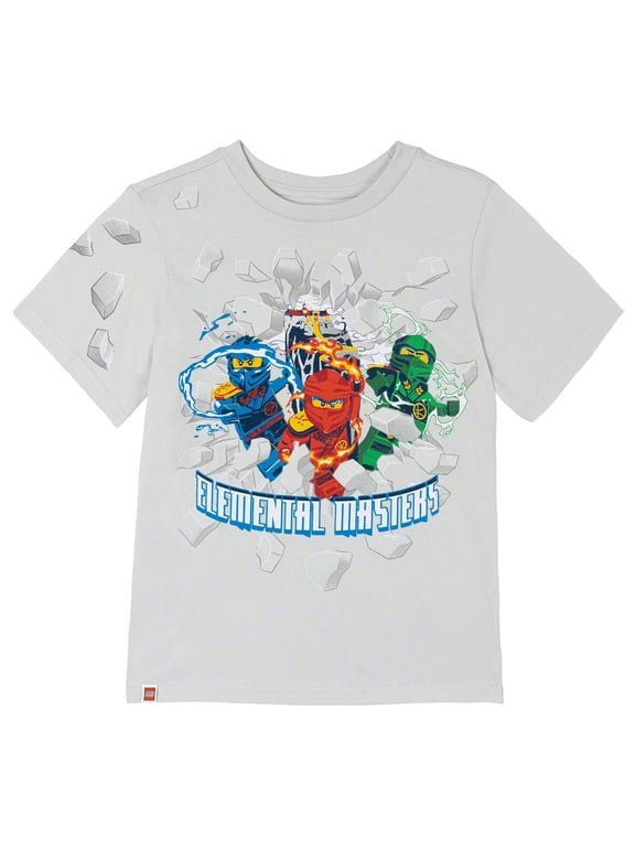 Ninjago Little Boys' Short Sleeve T-Shirt Grey Elemental Ninjas