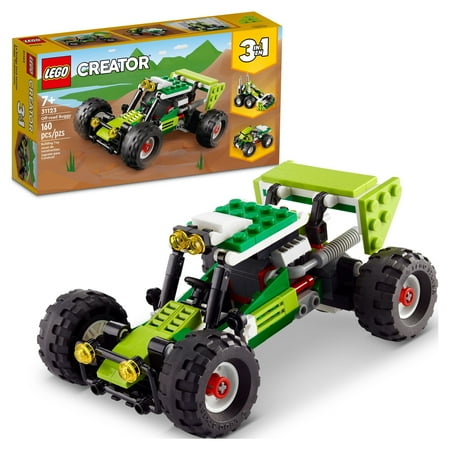 LEGO Creator 3 in 1 Off-road Buggy, Transforms to 3 Different Construction Vehicles from Skid Loader Digger to ATV Car Toy to Off-Roader, Construction Set for Kids 7 Plus Years Old, 31123