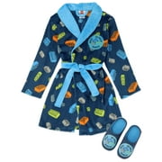 LEGO Pajama Robe for Boys, Sleepwear Robe and Slipper Set, Navy Print, Size 10/12