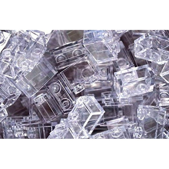 LEGO Parts - 1 x 2 Clear Transparent Brick without Pin, Bulk - 50 Pieces