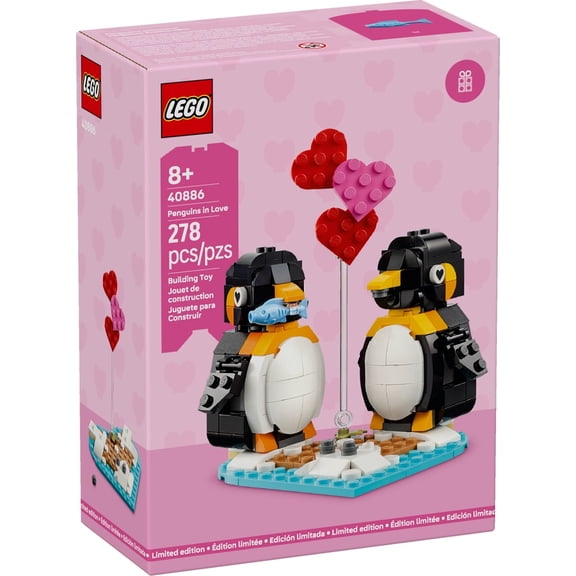 LEGO Penguins in Love Building Set Cute Animal Display Model, Romantic Valentines Day Collectible, Gift for Couples & LEGO Fans - 40886