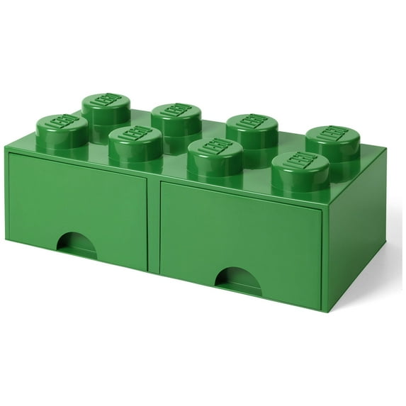 LEGO Plastic Storage 8 Brick with 2 Drawers - Dark Green, Chidren 3 Years and up