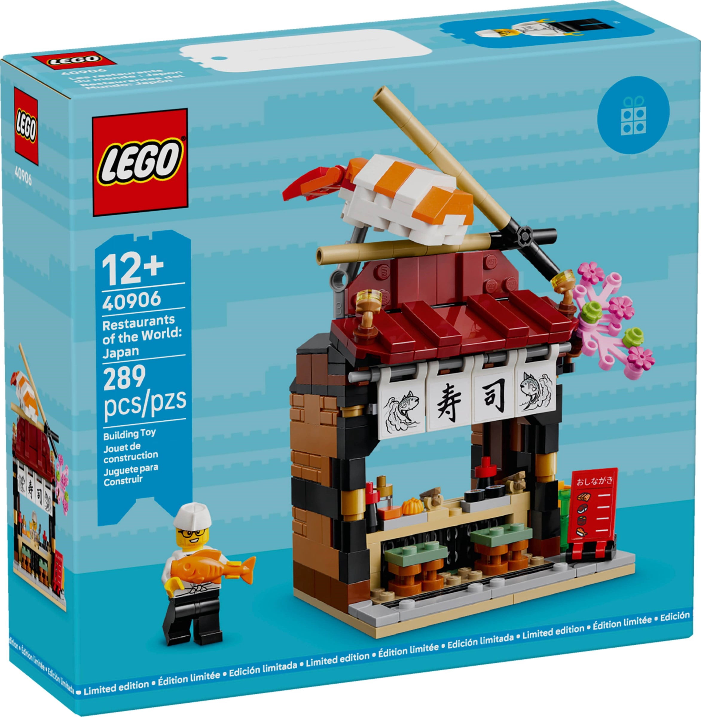 LEGO Restaurants of the World: Japan  289-Piece Japanese Restaurant Building Kit with Chef Minifigure, Sushi Decor Display Model, Collectible Gift for Teens  40906