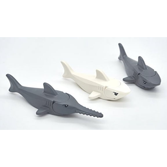 LEGO Shark and Sawfish Combo Pack with Gills and Printed Eyes (1x Dark Gray Sawfish, 1x White Shark, 1x Dark Gray Shark)
