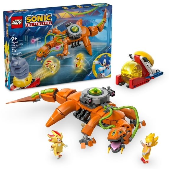 LEGO Sonic the Hedgehog Super Shadow vs. Biolizard - Building Toy for Kids, Boys and Girls, Ages 9+ - Pretend Play Set with 2 Minifigures and Speed Sphere Launcher - Gift Idea for Birthdays - 77003