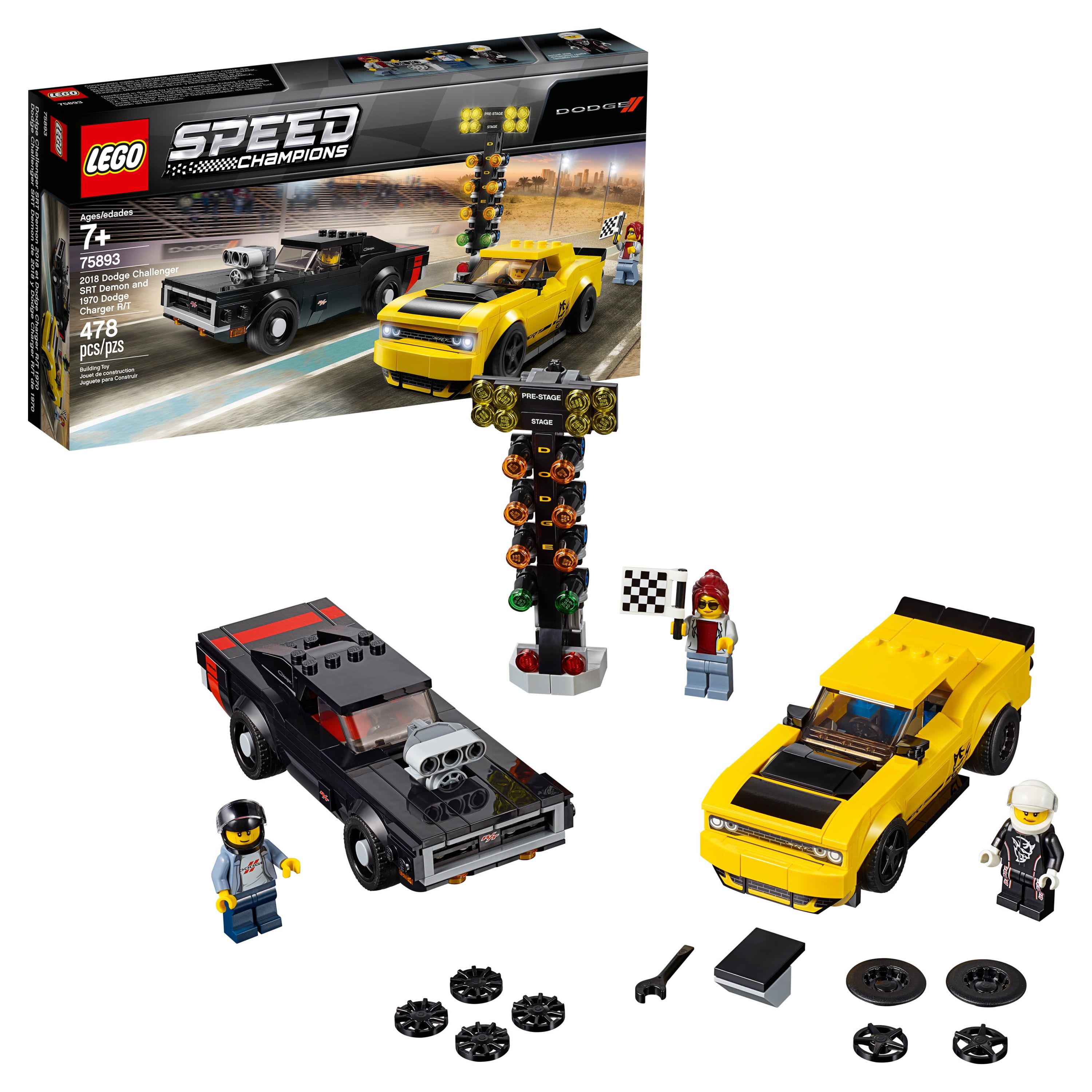 LEGO Speed Champions 2018 Dodge Challenger SRT Demon and 1970 75893 Building Car - image 1 of 5