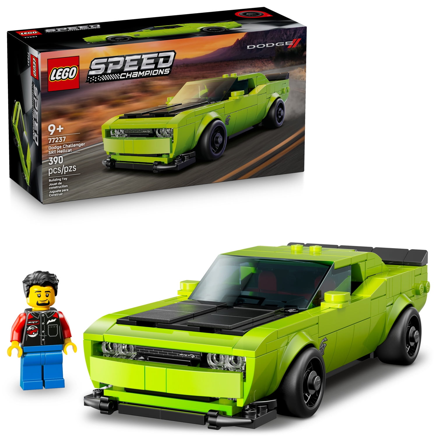 LEGO Speed Champions Dodge Challenger SRT Hellcat Sports Car Toy - Building Set for Learning, Play and Display -  Kids Toy for Boys and Girls, Ages 9+ - Birthday Gift Idea for Race Car Fans - 77237
