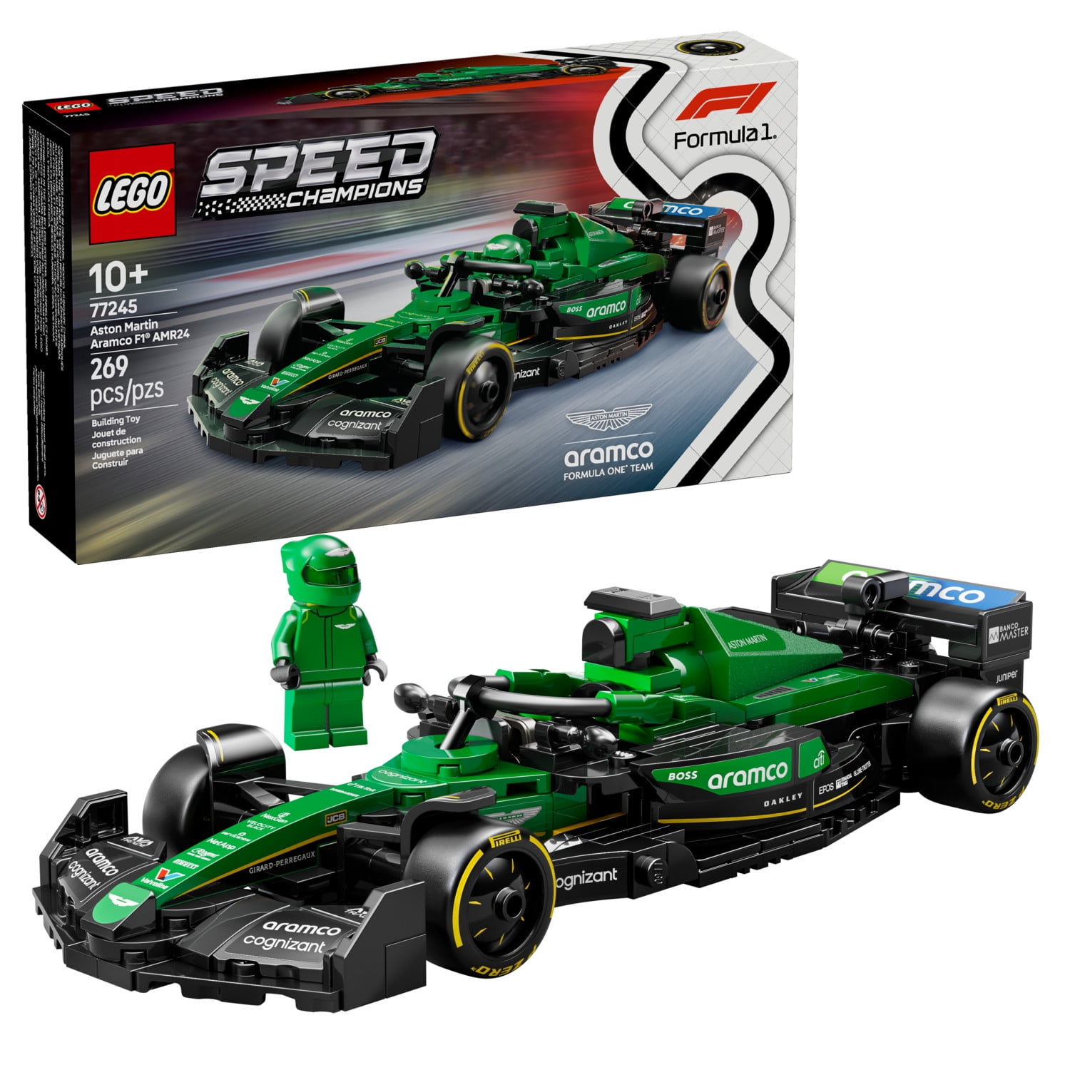 LEGO Speed Champions Aston Martin Aramco F1 AMR24 Race Car Toys - Building Set For Kids, Boys & Girls, Ages 10+ - Toy Cars for F1 Fans - Gift Ideas for Birthdays - 77245