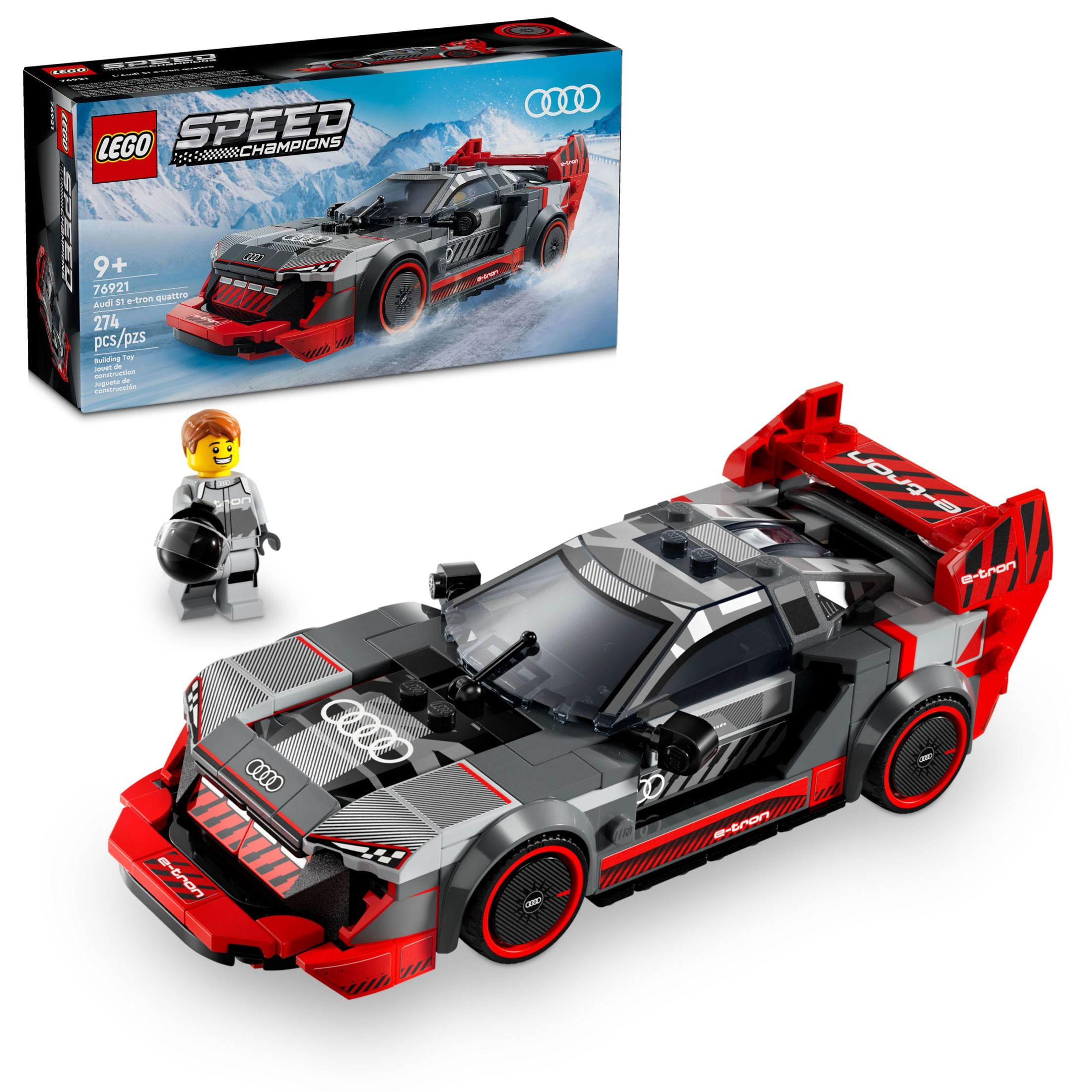 LEGO Speed Champions Audi S1 e tron quattro Race Car Toy Vehicle Buildable Audi Toy Car Model for Kids Red Toy Car for Build and Display Gift Idea