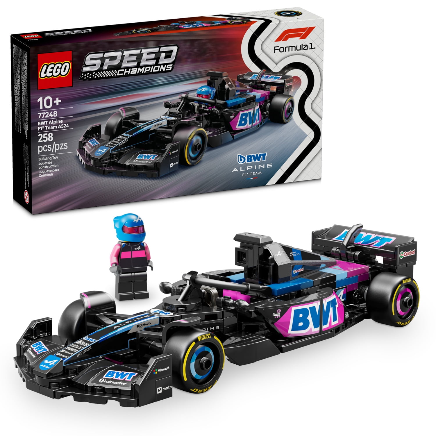 LEGO Speed Champions BWT Alpine F1 Team A524 Race Car Toys - Building Set For Kids, Boys & Girls, Ages 10+ - Toy Cars for F1 Fans - Gift Ideas for Birthdays - 77248