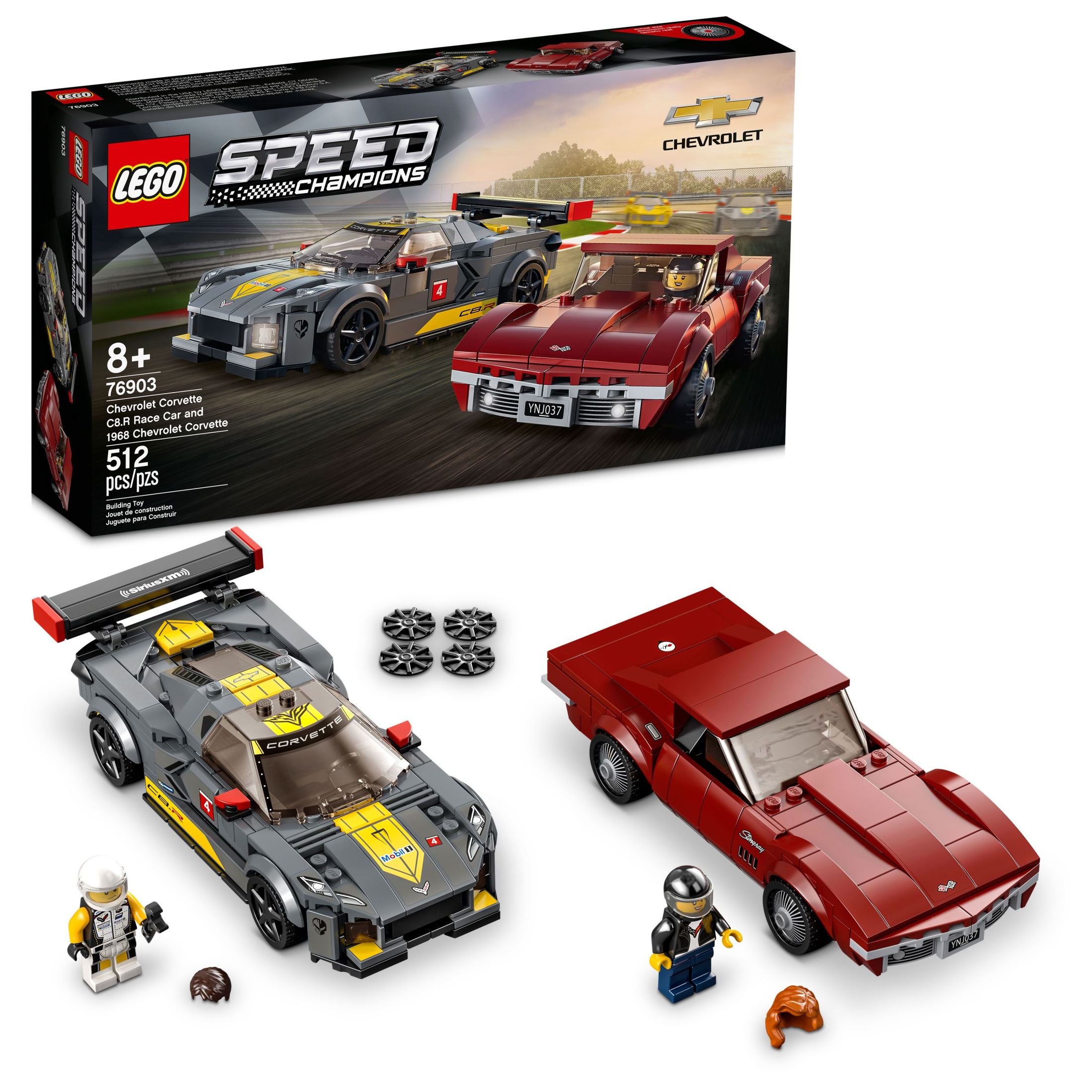 LEGO Speed Champions Chevrolet Corvette C8.R Race Car and 1969 Chevrolet Corvette 76903 Building Toy (512 Pieces) - image 1 of 8