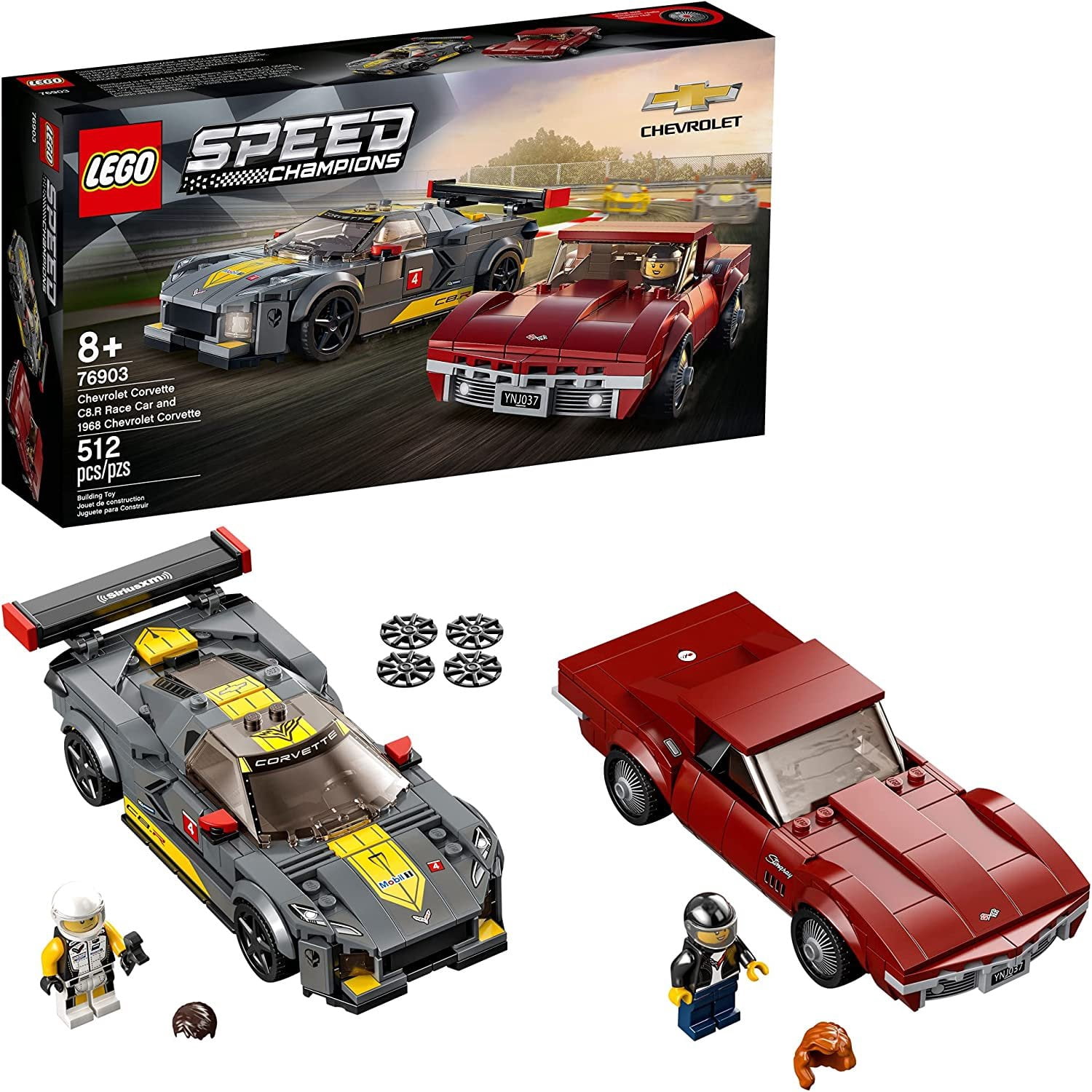 LEGO Speed Champions Chevrolet Corvette C8.R Race Car and 1969 Chevrolet Corvette 76903 Building Toy (512 Pieces)