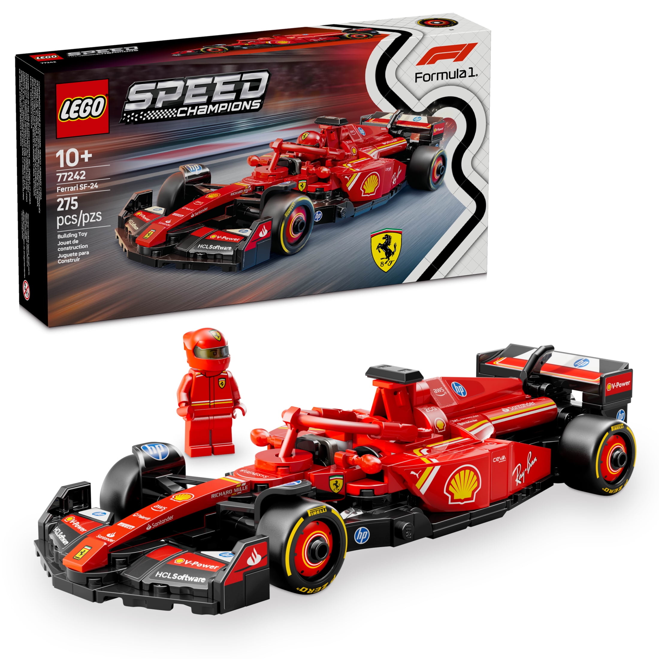 LEGO Speed Champions Ferrari SF-24 F1 Race Car Toy - Building Set for Kids, Boys & Girls, Ages 10+ - Gift for Christmas - Ferrari F1 Model Car Kit for Display or Play - 77242