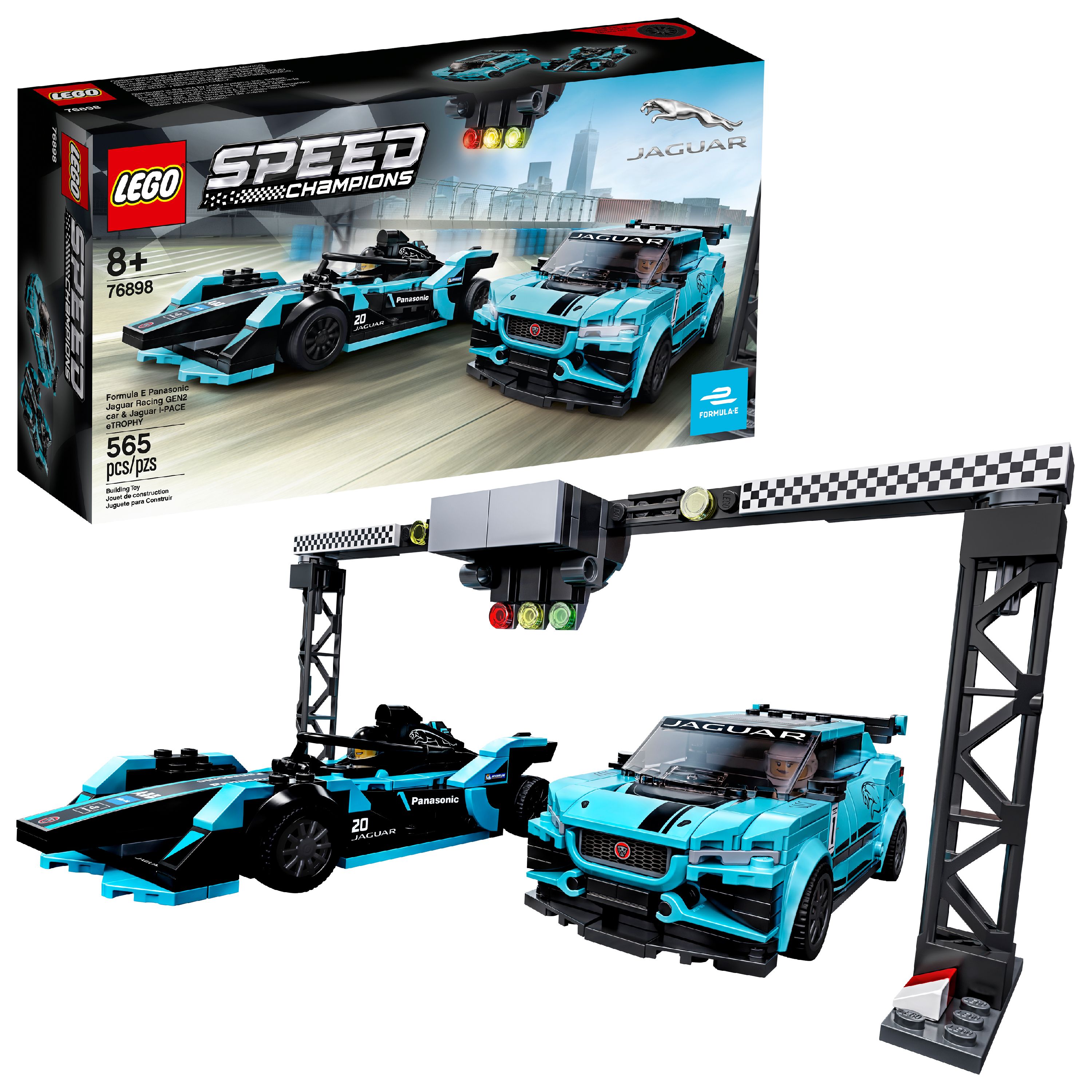 LEGO Speed Champions Formula E Panasonic Jaguar Racing Gen2 car & I-PACE eTROPHY 76898 Building Kit - image 1 of 8