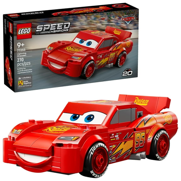 Open Box LEGO Speed Champions Lightning McQueen - Building Toy for Boys & Girls, Ages 9+ - Easter Basket Stuffer for Kids - Disney Pixar Cars Toy - 77255