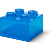 Room Copenhagen LEGO Stackable Plastic 4 Knob 5.7L Storage Box with Top Lid, Translucent Blue