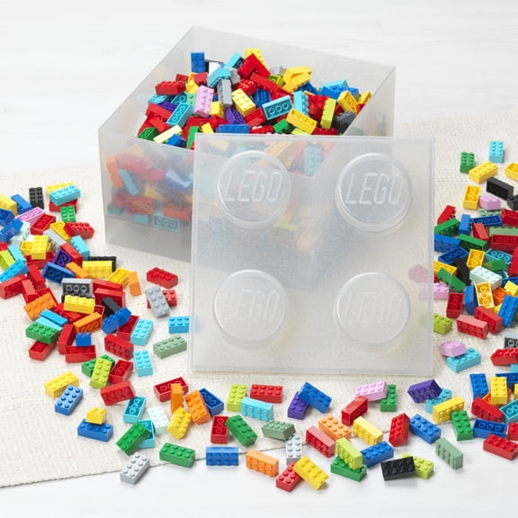 LEGO Stackable Storage Brick with 4 Knobs, Translucent with a Glitter Top Lid