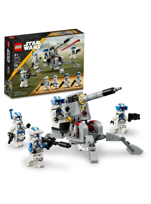 LEGO Star Wars 501st Clone Troopers Battle Pack 75345 Toy Set - Buildable AV-7 Anti Vehicle Cannon, 4 Minifigures Clone Squadron Collection, Great Gift for Kids Ages 6+