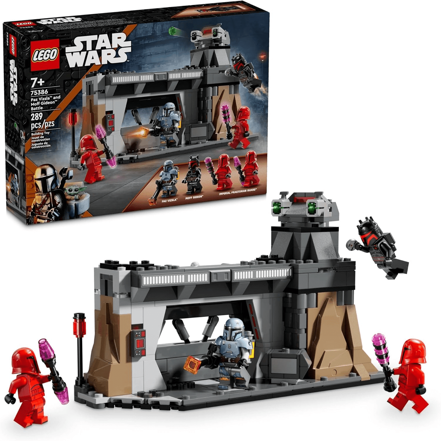 LEGO Star Wars 75386 Paz Vizsla and Moff Gideon Battle – Mandalorian Showdown Building Set with 289 Pieces
