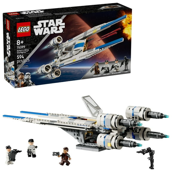 LEGO Star Wars Rebel U-Wing Starfighter Building Set - Includes Cassian Andor, Dedra Meero and K-2SO - Model Action Toy for Andor Fans - Birthday Gift Idea for Boys, Girls, Kids, Ages 8+ - 75399