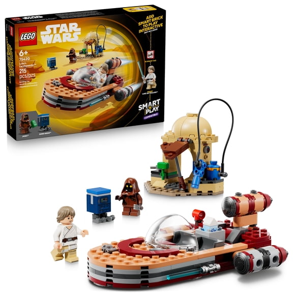 LEGO Star Wars SMART Play: Lukes Landspeeder - Building Toy for Action Play - Compatible Set with a SMART Tag and 2 LEGO Minifigures - Gift for Boys, Girls and Kids Ages 6+ - 75420