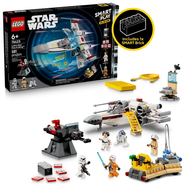LEGO Star Wars SMART Play: Luke’s Red Five X-Wing Interactive Building Toy - All-In-One Set - Reacts to How You Move and Play with a SMART Brick - Gift for Boys, Girls, Kids Ages 6+ - 75423