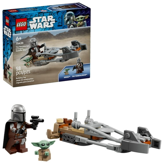 LEGO Star Wars The Mandalorian & Grogu's Speeder Bike - Building Toy for Boys & Girls, Ages 6+ - Great Gift for Kids - W/ 2 Star Wars Figures - 75436