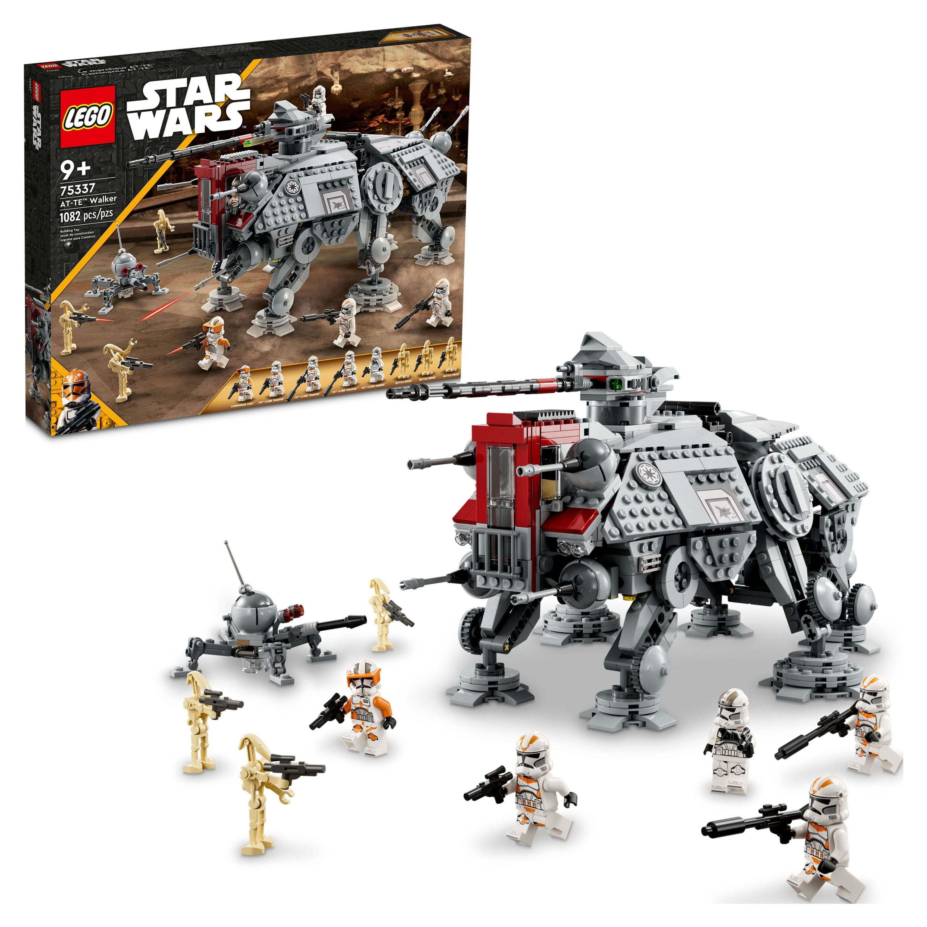 LEGO Star Wars AT-TE Walker 75337 Poseable Toy, Revenge of the Sith Set, Gift for Kids with 3 212th Clone Troopers, Dwarf Spider & Battle Droid Figures