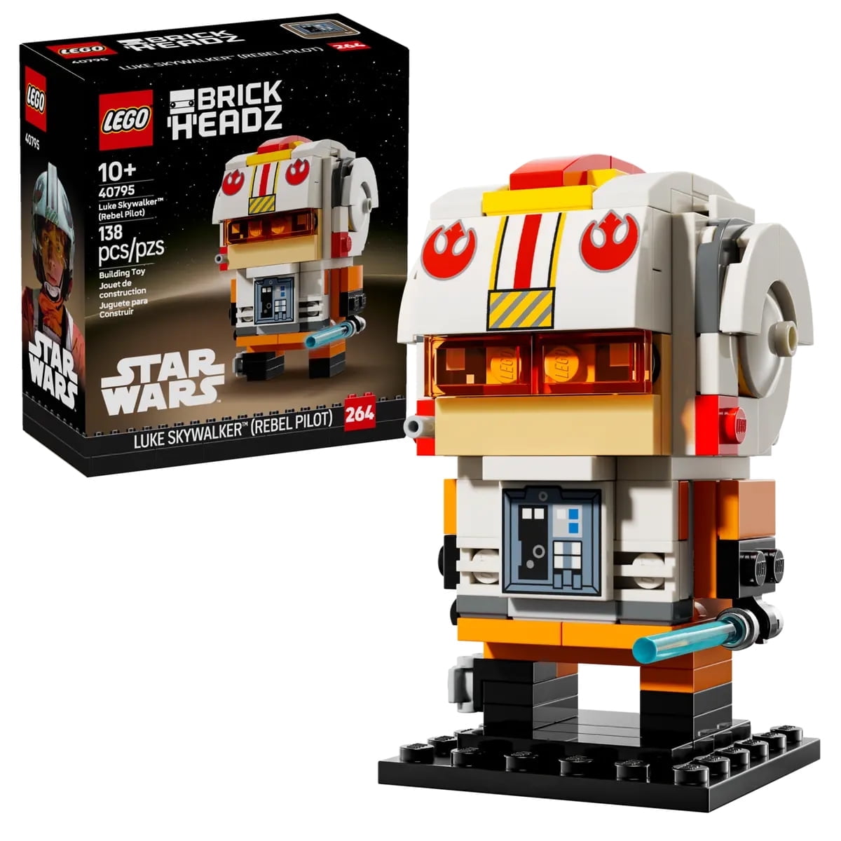 LEGO Star Wars BrickHeadz Luke Skywalker (Rebel Pilot) 40795 Buildable Figure from A New Hope with Lightsaber, Collectible Gift for Star Wars Fans, 138 Pieces