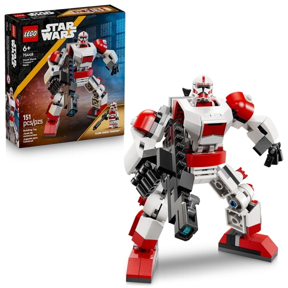 LEGO Star Wars Clone Shock Trooper Mech Building Toy for Boys & Girls - Poseable Star Wars Figure W/Pretend Play Blaster & Stud Shooter for Kids & Fans, Ages 6+ - Gift Idea for Birthdays - 75448