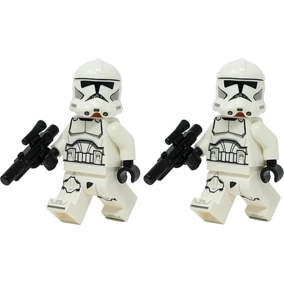 LEGO Star Wars: Clone Trooper Minfiigure (Phase 2) with Blaster - Lot of 2