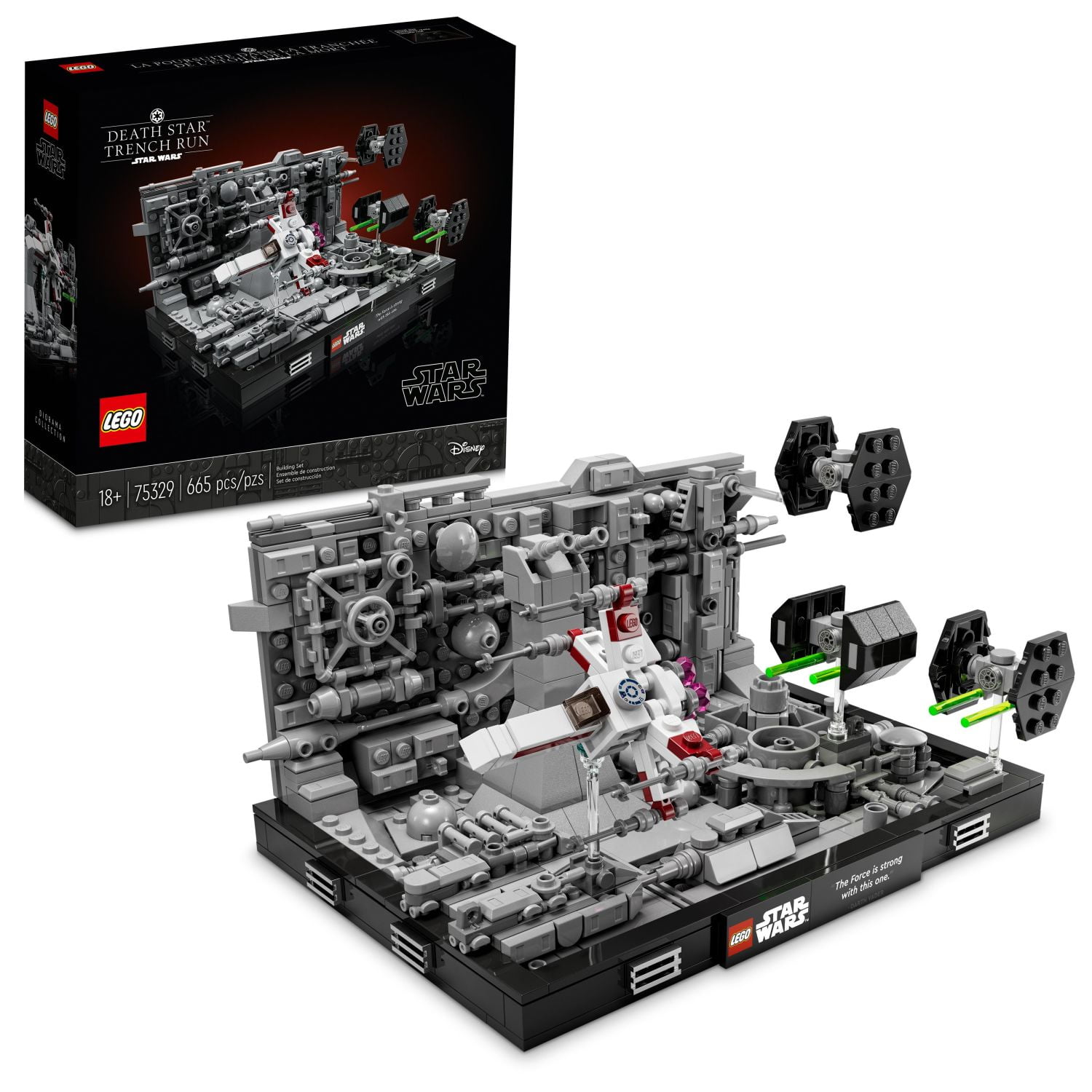 LEGO Star Wars Death Star Trench Run Diorama 75329 Set for Adults, Room Dcor Memorabilia Gift with Darth Vaders TIE Advanced fighter